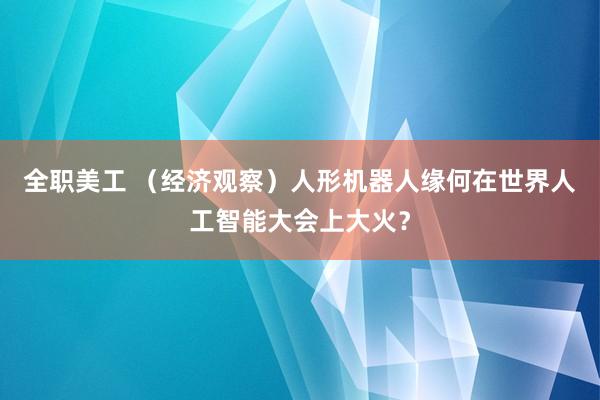 全职美工 （经济观察）人形机器人缘何在世界人工智能大会上大火？