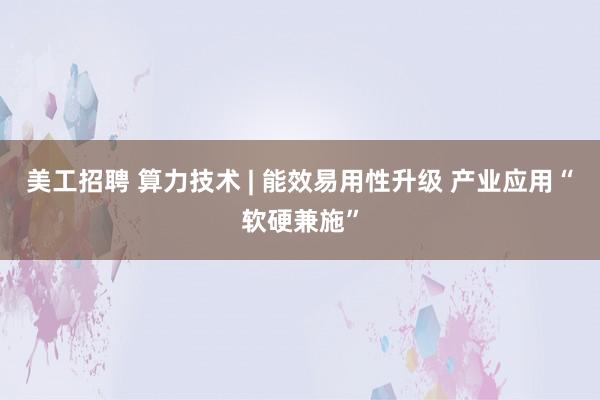 美工招聘 算力技术 | 能效易用性升级 产业应用“软硬兼施”