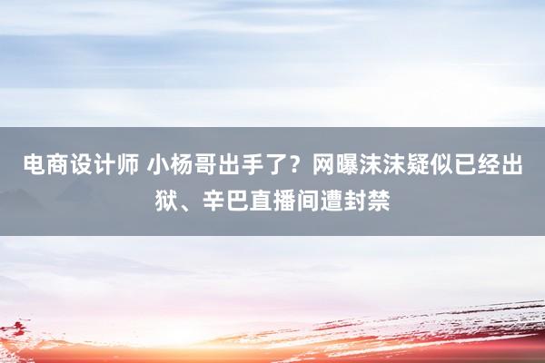 电商设计师 小杨哥出手了？网曝沫沫疑似已经出狱、辛巴直播间遭封禁