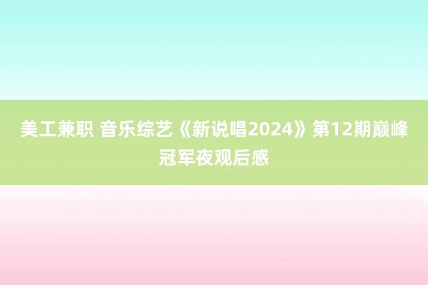 美工兼职 音乐综艺《新说唱2024》第12期巅峰冠军夜观后感